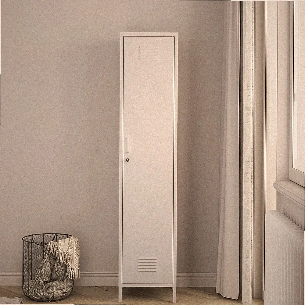 Kleiderschrank Seinäjoki 180x38x38 cm Weiß [en.casa]