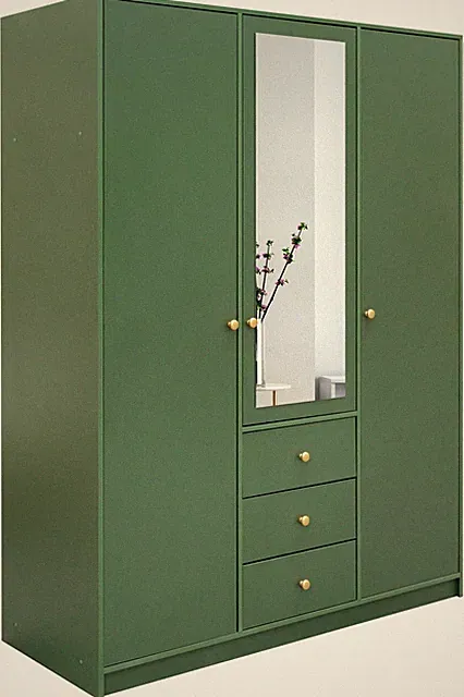 Kleiderschrank SIENA Drehtürenschrank Schrank 149 cm Spiegel 3 Schubladen