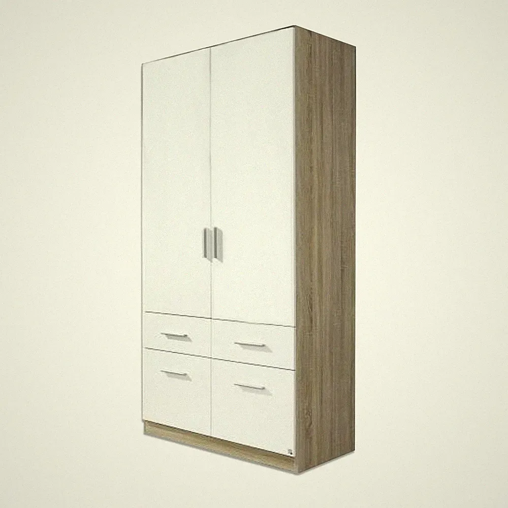 Kleiderschrank - Sonoma Eiche - weiß - 91 cm Kleiderschrank Schrank