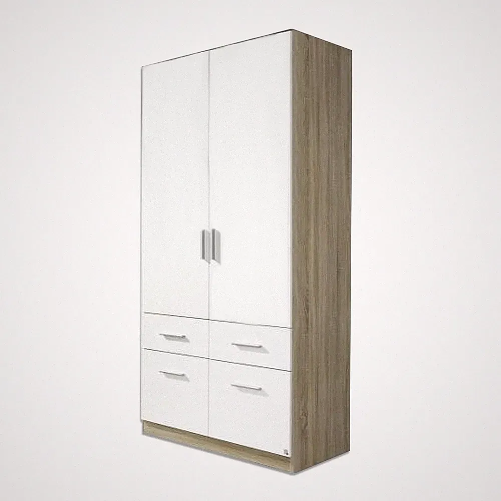 Kleiderschrank - Sonoma Eiche - weiß - 91 cm Kleiderschrank Schrank