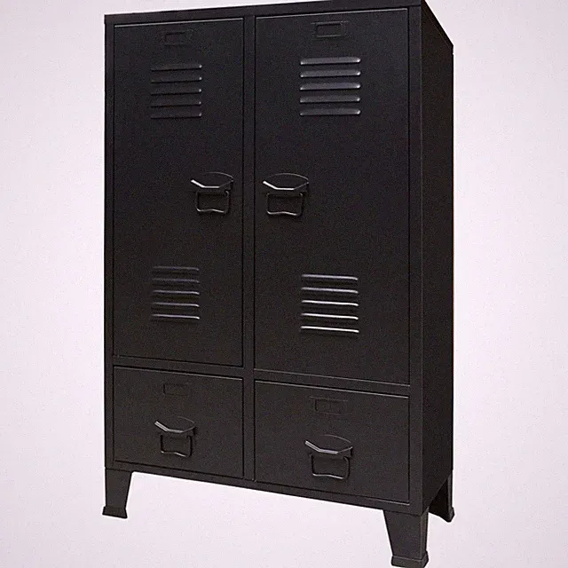 Kleiderschrank Spind Metall Industrie-Stil 67x35x107 Cm Schwarz