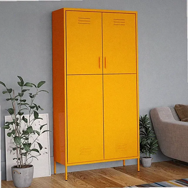 Kleiderschrank Stahlschrank mit 4 verstellbaren Einlegeböden Garderobenschrank
