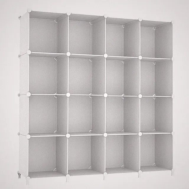Kleiderschrank Steckregal 16 Würfel aus PP ABS Kunststoff Weiß 80x40x160 cm
