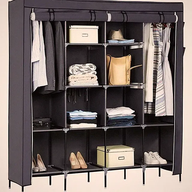 Kleiderschrank Stoffschrank Faltschrank Garderobe Grau 170x45x180 cm