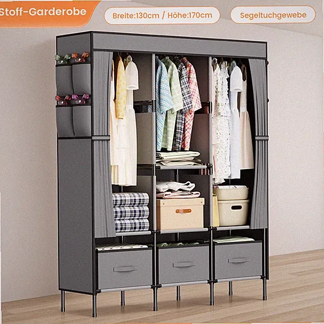Kleiderschrank Stoffschrank Faltschrank Stoffkleiderschrank Schrank 130x45x170cm