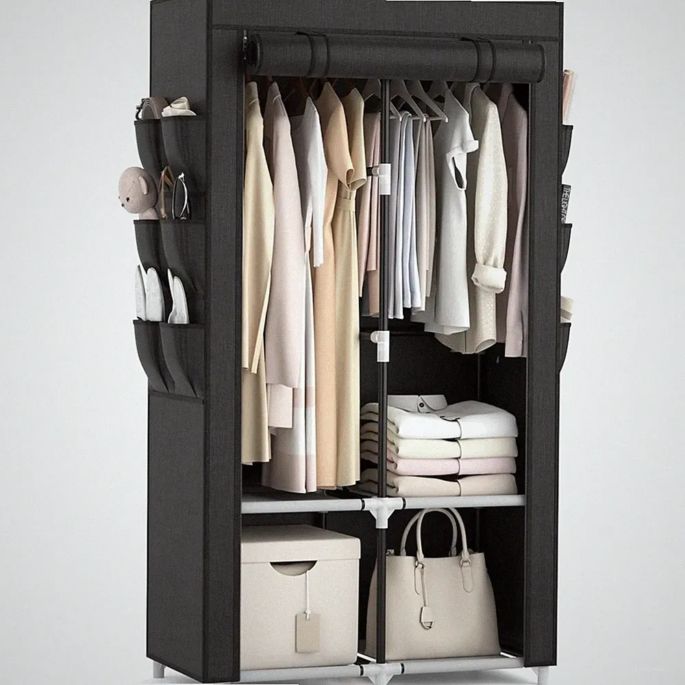 Kleiderschrank Stoffschrank Kleideraufbewahrung Trolley Organizer minimalistisch