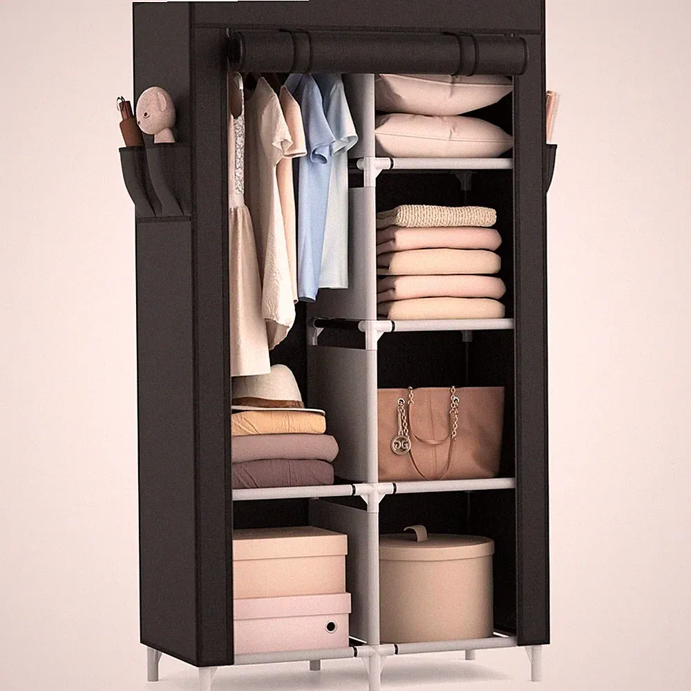 Kleiderschrank Stoffschrank Kleiderschrank Schwarz 84x42x162 cm Staubschutzbox