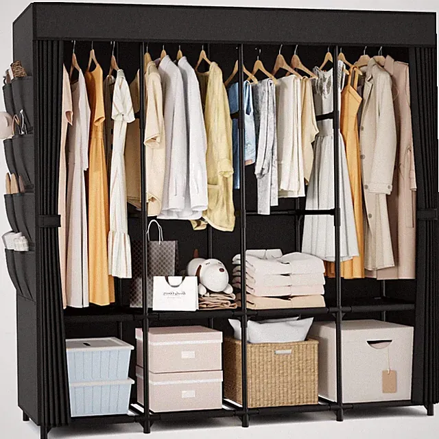 Kleiderschrank Stoffschrank Kleiderstange Staubdicht Bettkasten 167cm
