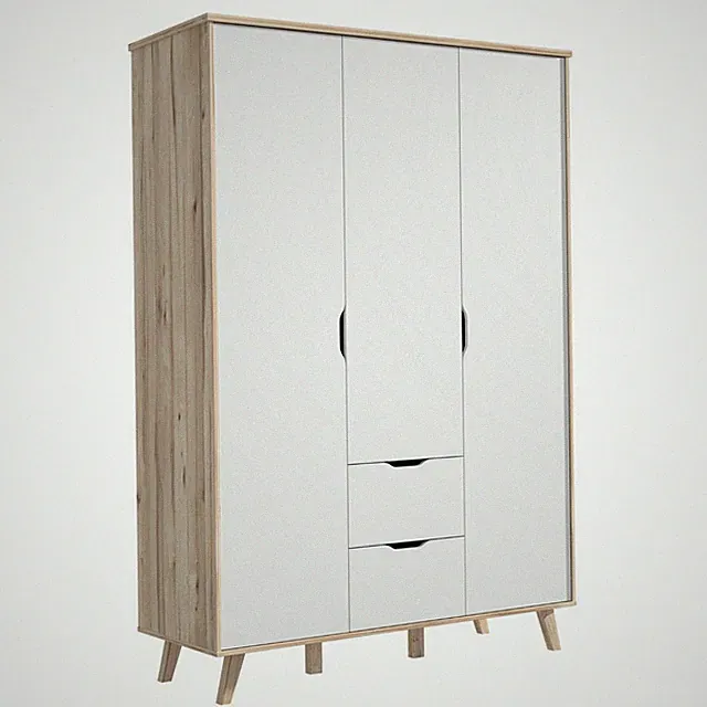 Kleiderschrank Vankka FINVNKS831-L25 Schrank 139 x 201 x 53 cm Eiche/Weiß