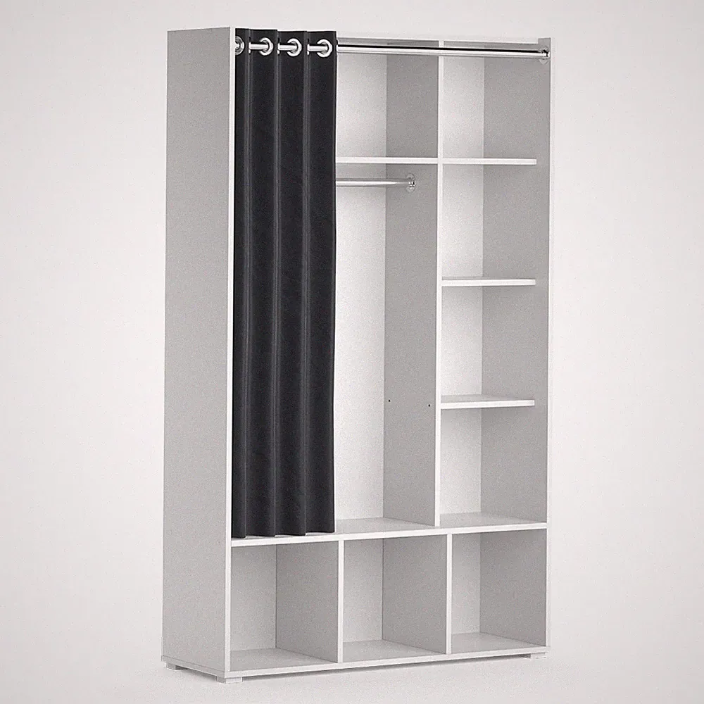 Kleiderschrank Vicco Luigi 38 x 178.1 cm mit Vorhang-Kleiderstange