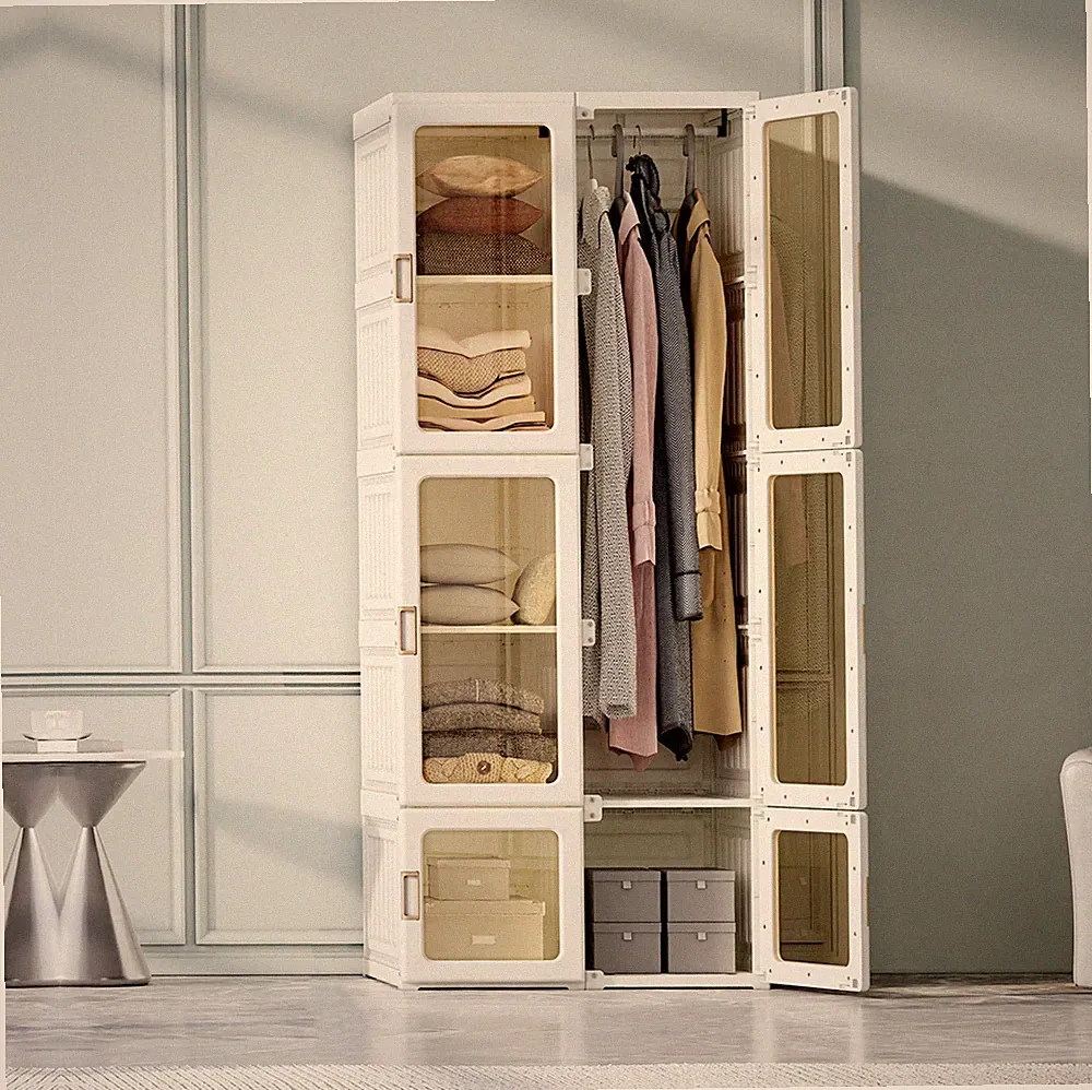 Kleiderschrank,Wardrobe 69x170x50 cm,Faltbarer Mehrzweckschrank mit Türen,Weiß