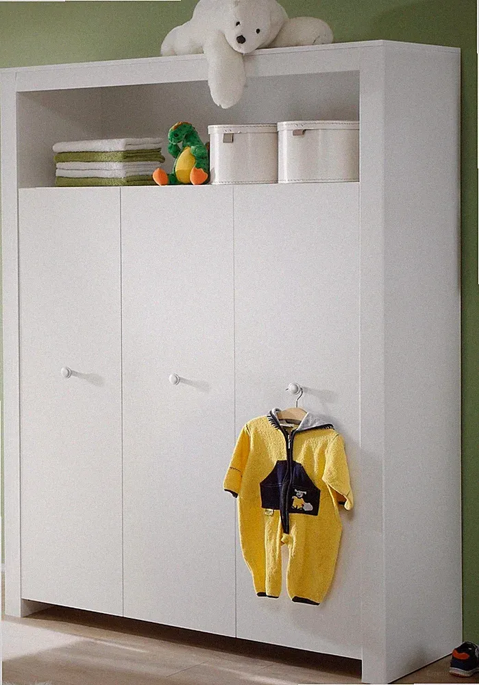 Kleiderschrank weiß Kinderzimmer Babyzimmer Schrank 3-türig Möbel mit GS Olivia