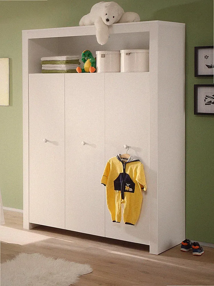 Kleiderschrank weiß Kinderzimmer Babyzimmer Schrank 3-türig Möbel mit GS Olivia