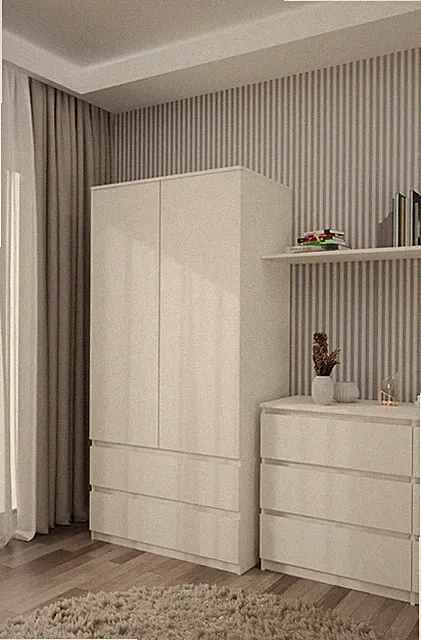 Kleiderschrank Wolfgang | 2 Türen 2 Schubladen Kleiderstange 90 cm | 8 Farben