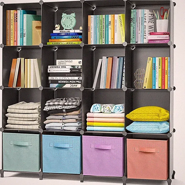 Kleiderschrank Würfel Regal 16 Fächer Kunststoff transparent platzsparend