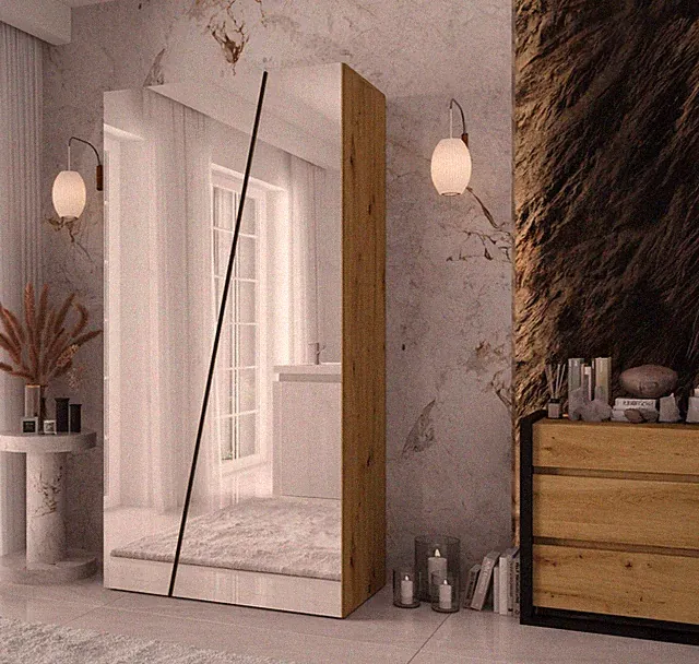 Kleiderschrank Zen 2L 100 cm mit 2 Türen, Garderobe Kleiderstange Kollektion