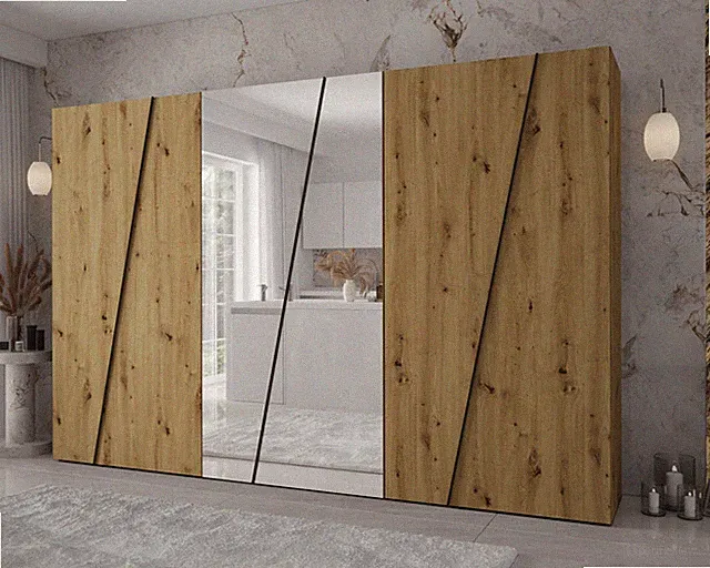 Kleiderschrank Zen 2L 300 cm mit 6 Türen, Garderobe Kleiderstange Kollektion