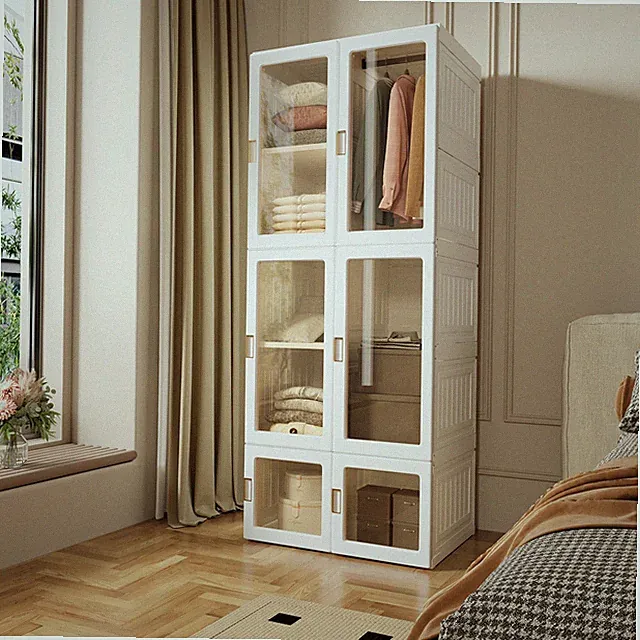 KleiderschrankGarderobe mit Kleiderstange 10 Fächern 6 Türen 1 Aufhangunge 590L