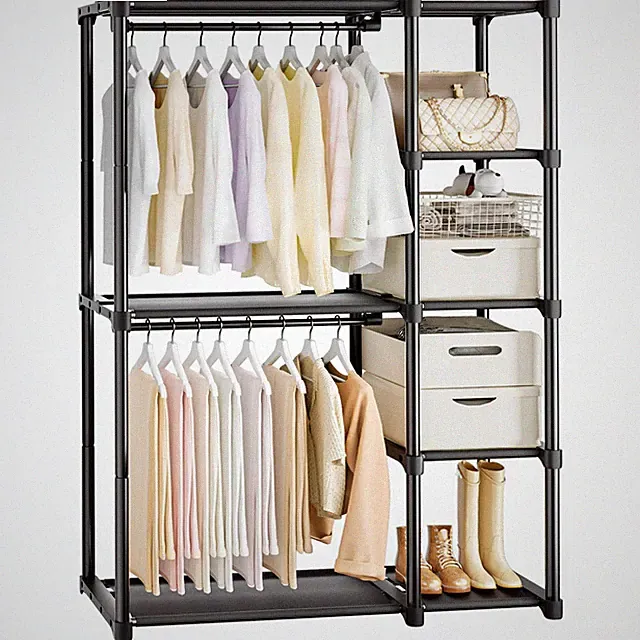 Kleiderständer Kleiderschrank offen Regal Metall Organizer 4 Ebenen 40 x 121 cm