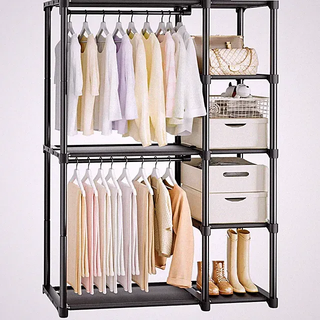 Kleiderständer Kleiderschrank offen Regale Stauraum Organizer Metall 161 cm