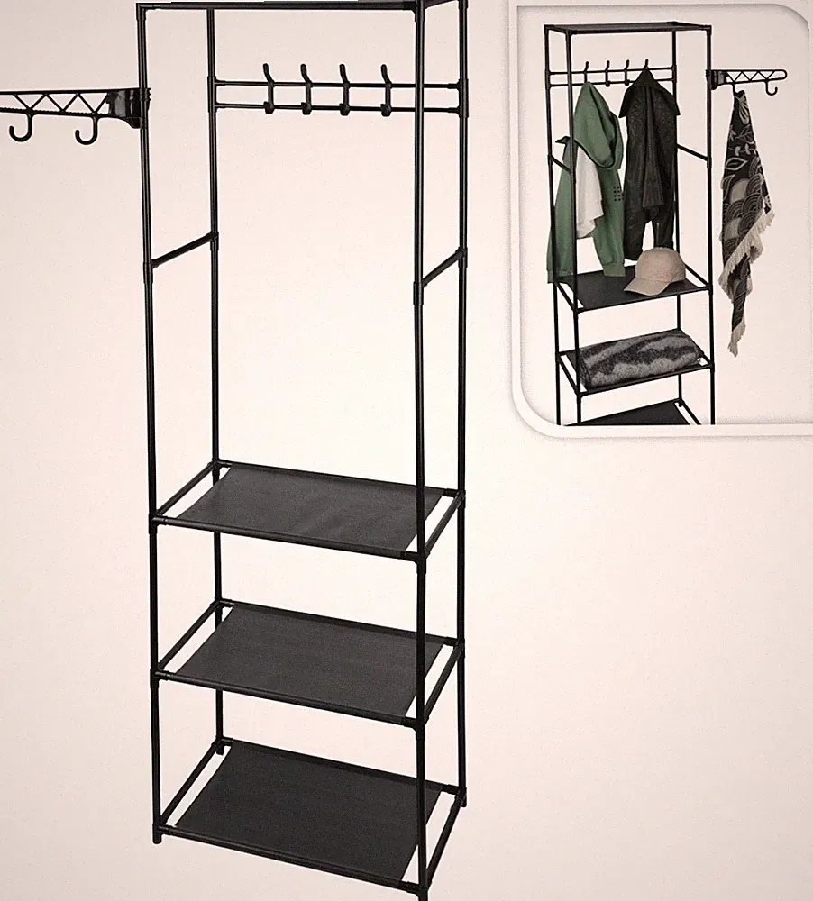 Kleiderständer mit Schuhregal 54x36x170cm Garderobenständer Regal mit 3 Ablagen
