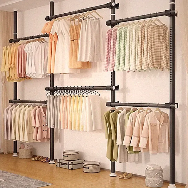 Kleiderständer offener Kleiderschrank Garderobe aus Metall Höhenverstellbar