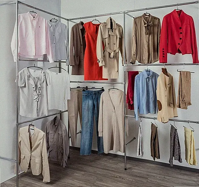 Kleiderständer Wandregal Kleiderkammer Ankleidezimmer Garderobe Textilregal W.04
