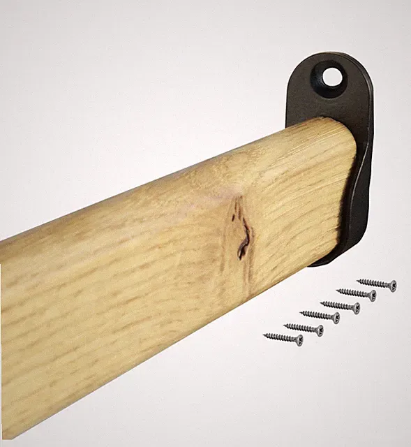 Kleiderstange Eiche Holz Schrankrohr Set mit Wandlager oval Schrank Garderobe