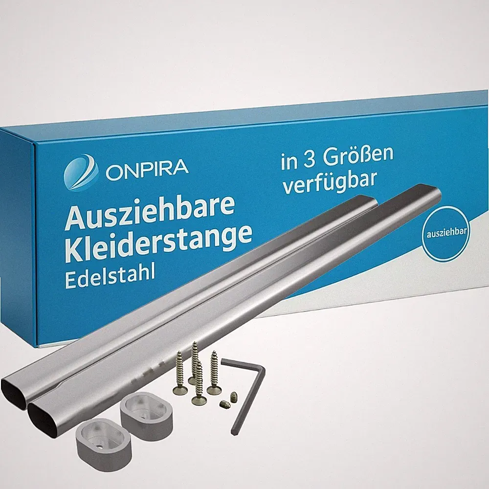 Kleiderstange Schrankrohr Ausziehbare Teleskopstange Edelstahl 41-130cm Onpira®