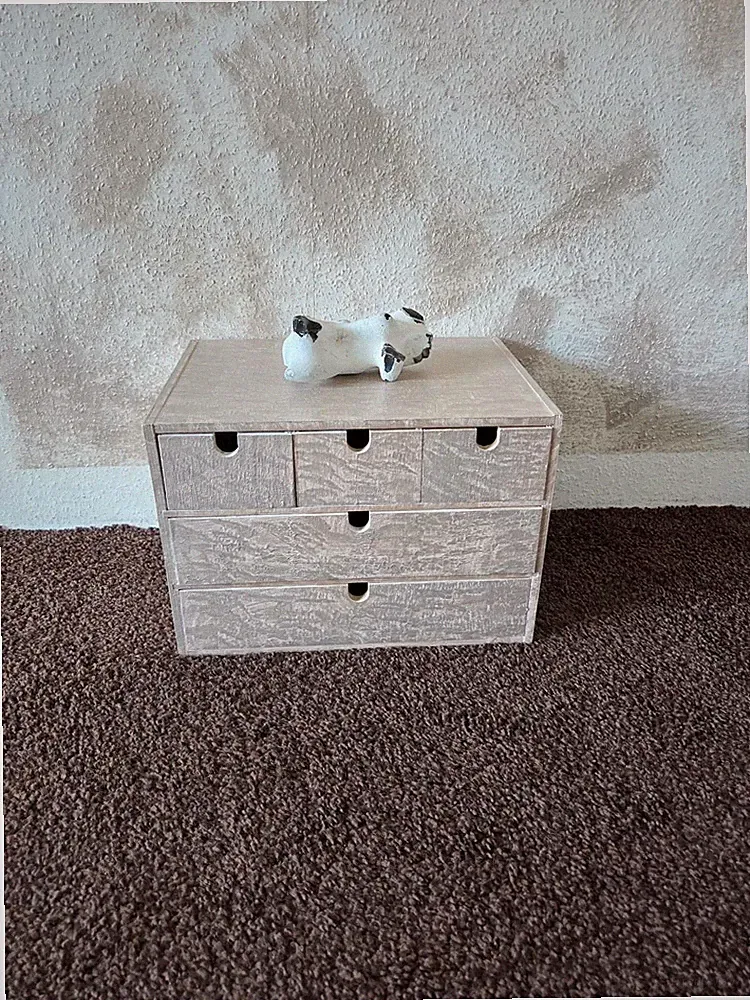 Kleine Kommode Schrank 36x26x25cm Holz rose gold mit 5 Fächern