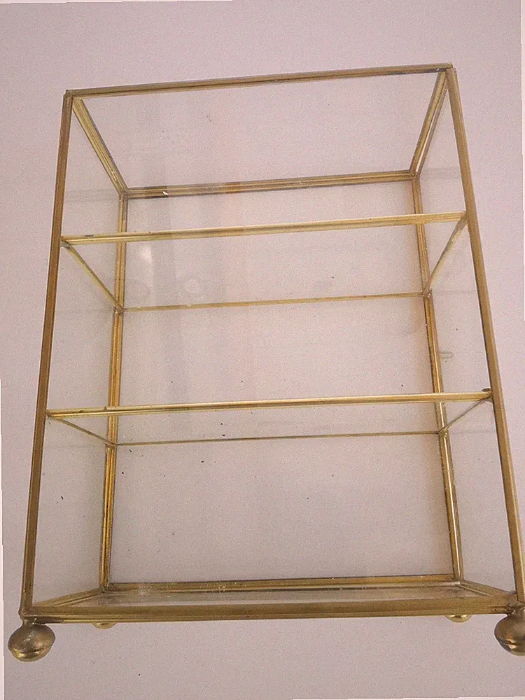 Kleine Vitrine rechteckig Glas Messing Ca. 20,5 cm Vintage