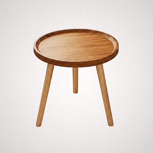 Kleiner Couchtisch platzsparend runder Holztisch erhöhter Rand für Schlafzimmer