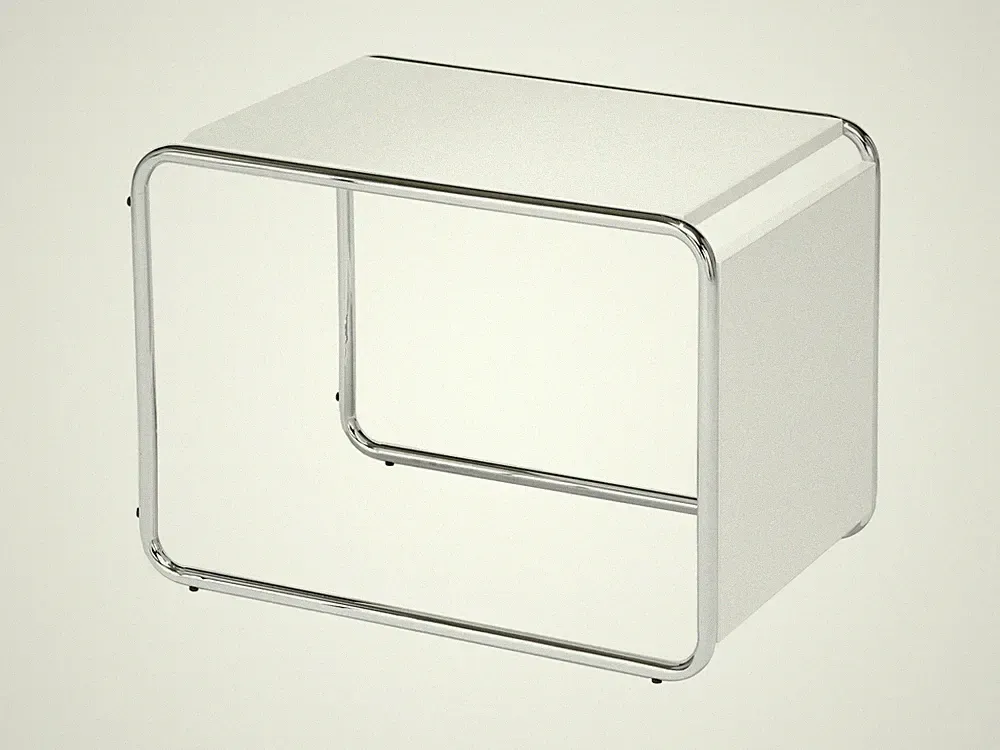 Kleiner Designer Beistelltisch im Bauhausstil, Couchtisch wendbar Silber Weiß