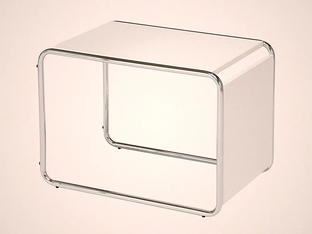 Kleiner Designer Beistelltisch im Bauhausstil, Couchtisch wendbar Silber Weiß