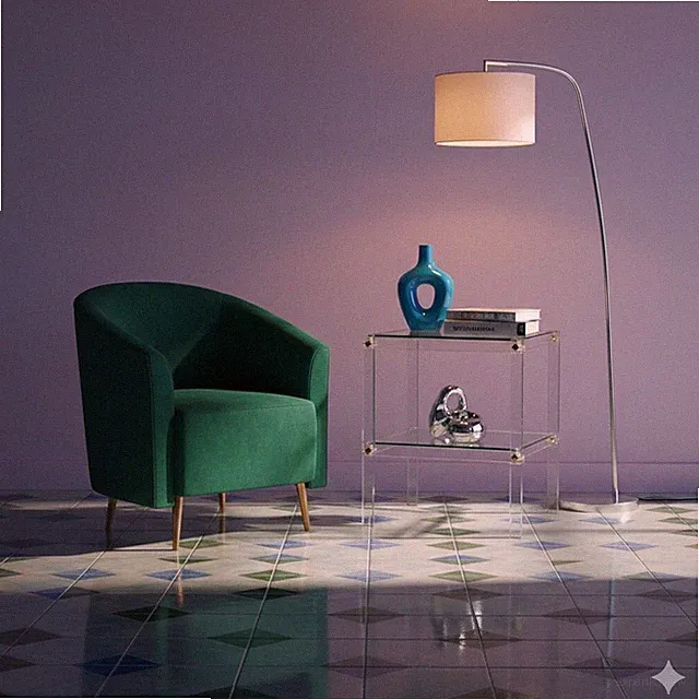 Kleiner Vintage Tisch Glas Plexiglas Design Italien der 80er Jahre Originell