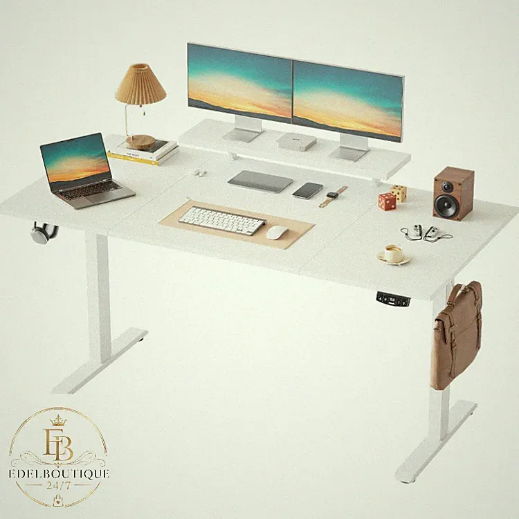 Klicelor Höhenverstellbarer Schreibtisch mit Monitorständer Weiß 160x80 cm