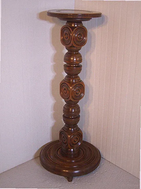KM 583 Vintage Beistelltisch Blumensäule Buche massiv aus Frankreich um 1960