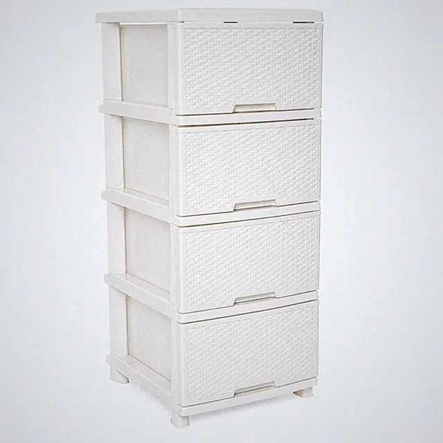 KMND Kunststoff-Kommode Rattan – 4 Schubladen