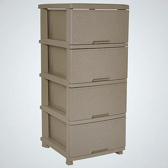 KMND Kunststoff-Kommode Rattan – 4 Schubladen