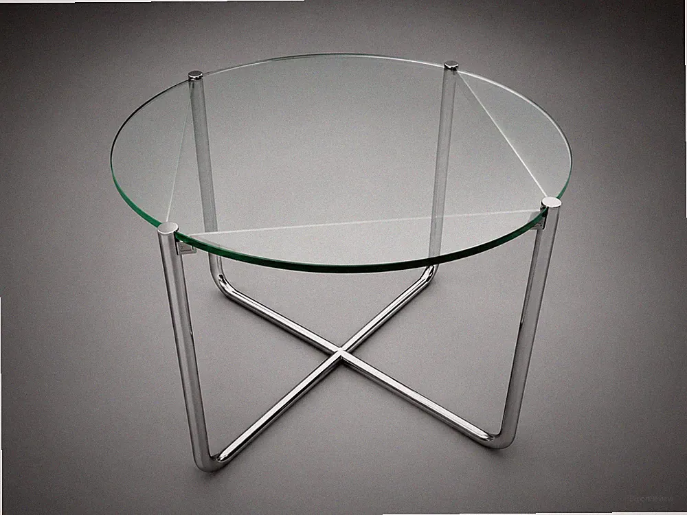 Knoll International MR 20 Glastisch Bauhaus Table Entwurf Mies van der Rohe Ø 72