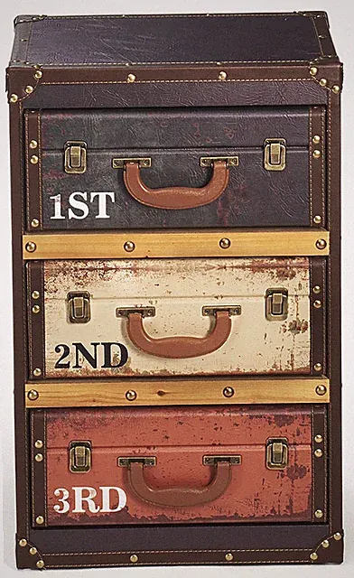 Kofferregal Regal in Kofferoptik RETRO Dekoregal 3 Schubladen bunt Kunstleder