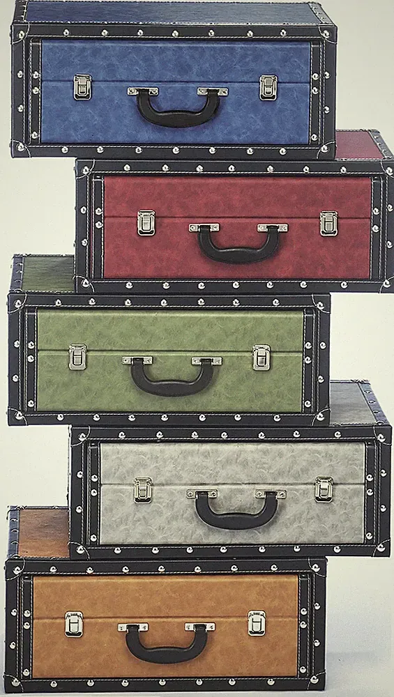 Kofferregal Regal Retro in Kofferoptik Dekoregal 5 Schubladen bunt Kunstleder
