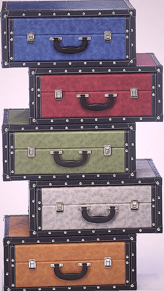 Kofferregal Regal Retro in Kofferoptik Dekoregal 5 Schubladen bunt Kunstleder