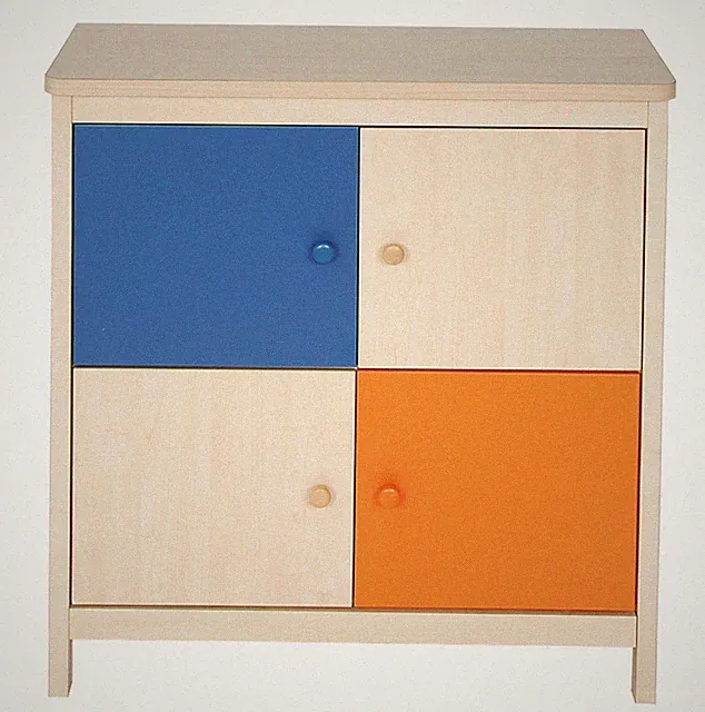 Kombikommode Kommode Kinderzimmer Spielzeugschrank 4 Türen Ahorn Holz