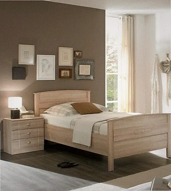 Komfortbett 100x200 cm Sonoma Eiche Nachttisch Einzelbett Gästebett Seniorenbett