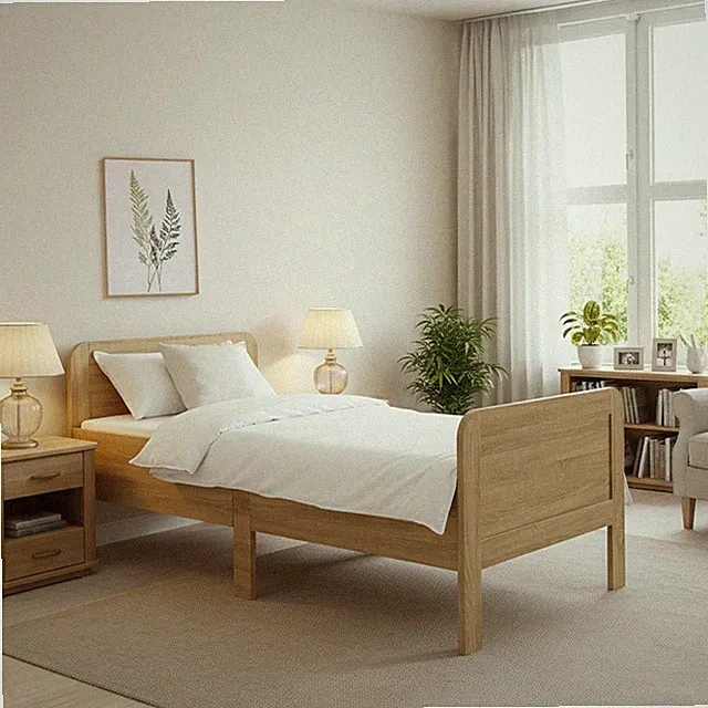 Komfortbett Seniorenbett 90x200 cm Einzelbett Bett Holz Massiv Eiche Homestyle4u