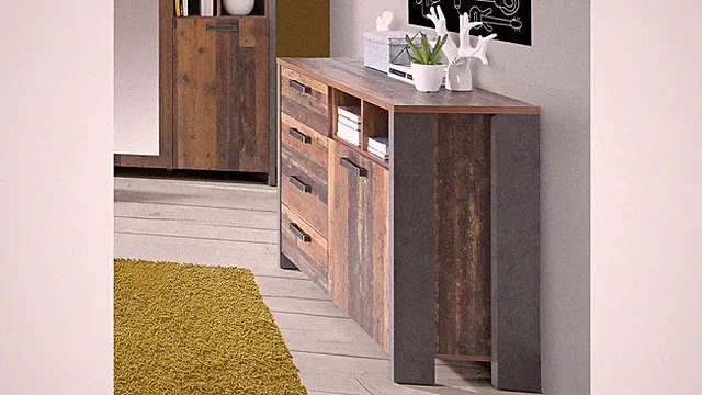 Kommode 1 Clif Anrichte Sideboard Schrank old wood vintage und Beton dunkelgrau