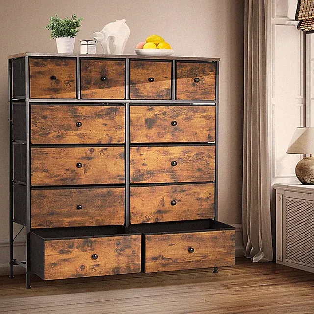 Kommode 12 Schubladen Sideboard Schubladenschrank Kleiderschrank Metallrahmen DE