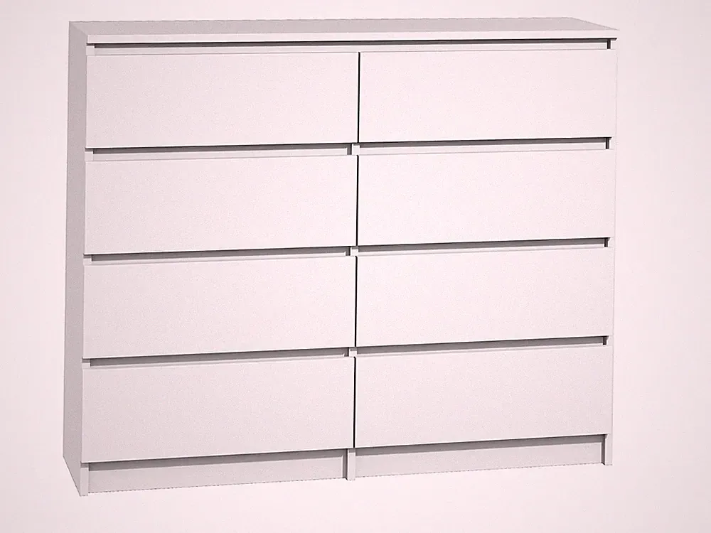 Kommode 120cm mit 8 Schubladen Sideboard weiß Anrichte modern glatt