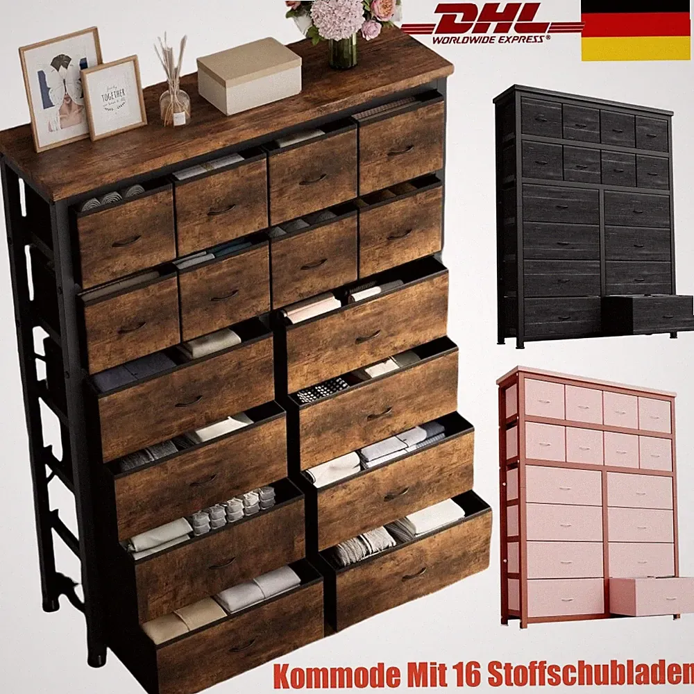 Kommode 16 Stoffschubladen Hohe Kommode Organizer Kleidung Schubladenschrank